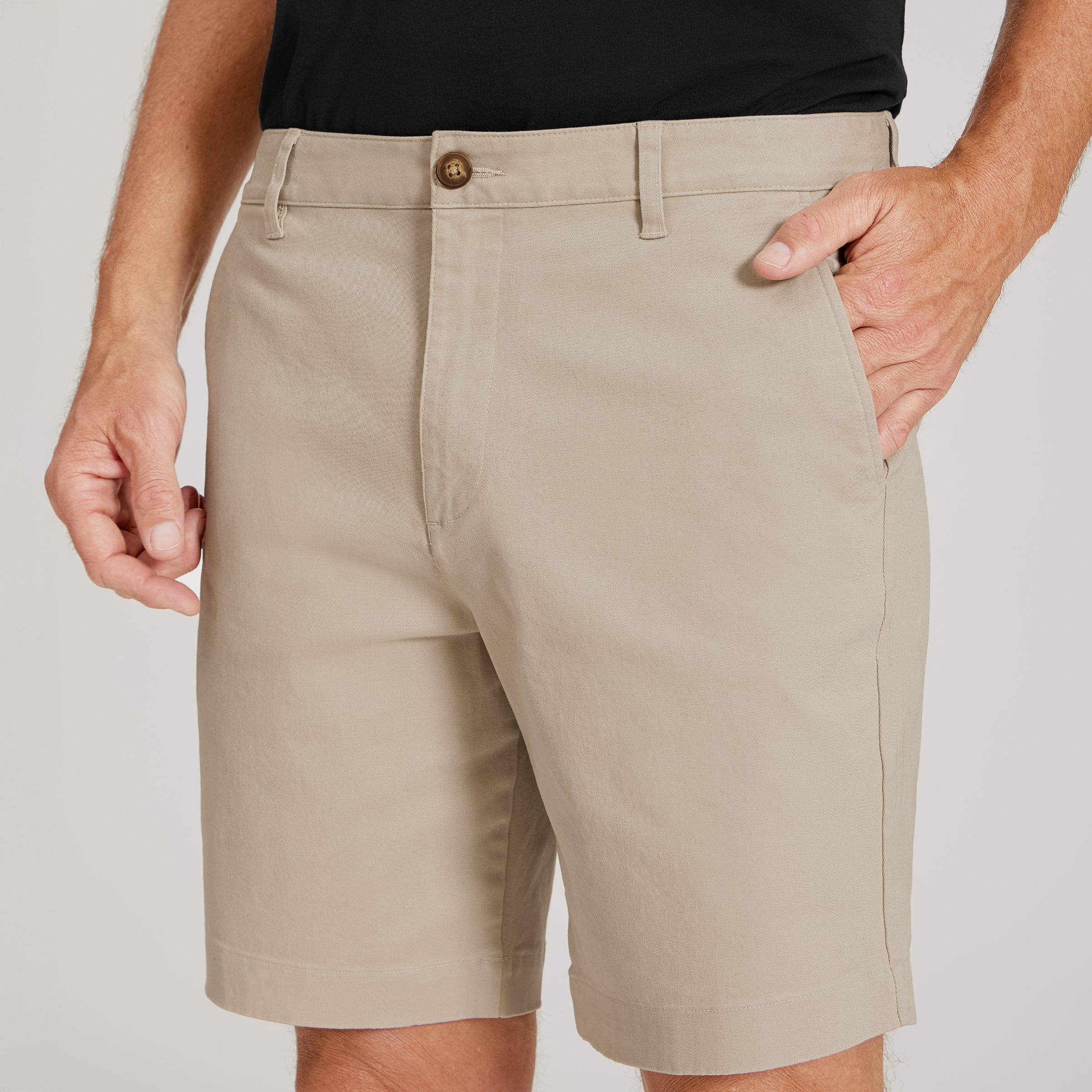 Men wearing Ecru Stretch Chino Short