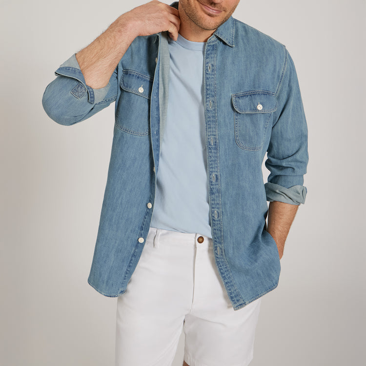 Men wearing White Stretch Chino Short