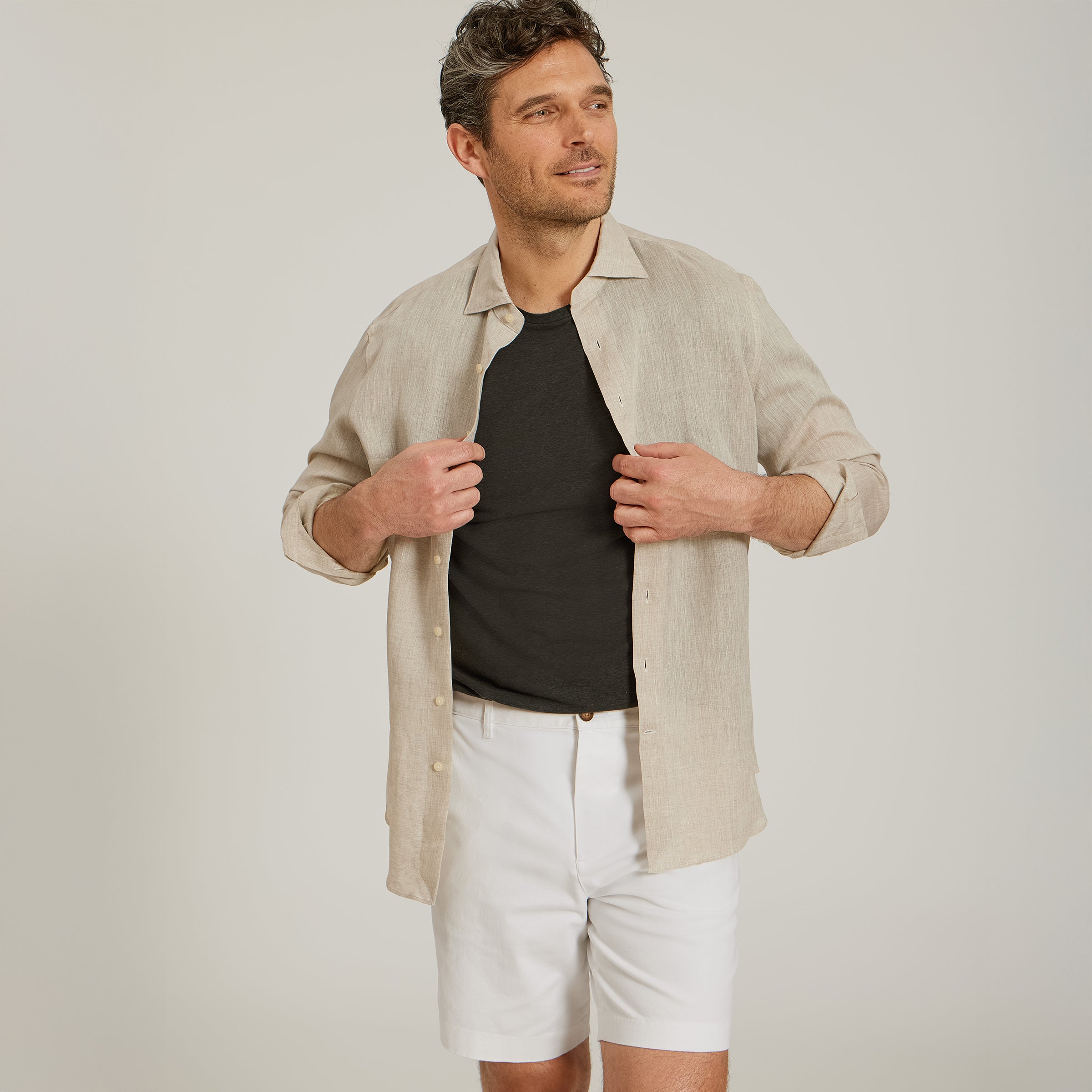 Men wearing White Stretch Chino Short