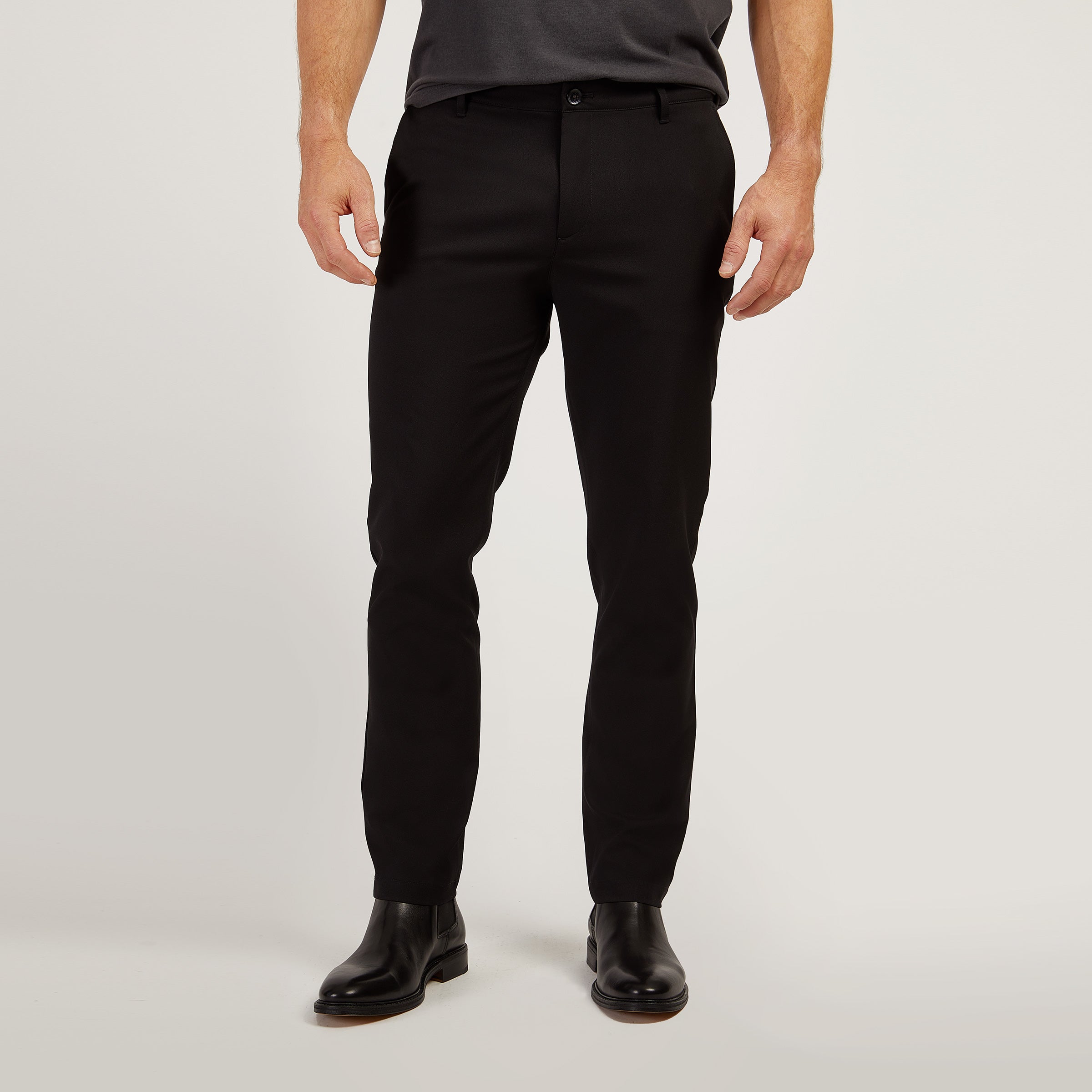 Men wearing Black Slim Tech Pants