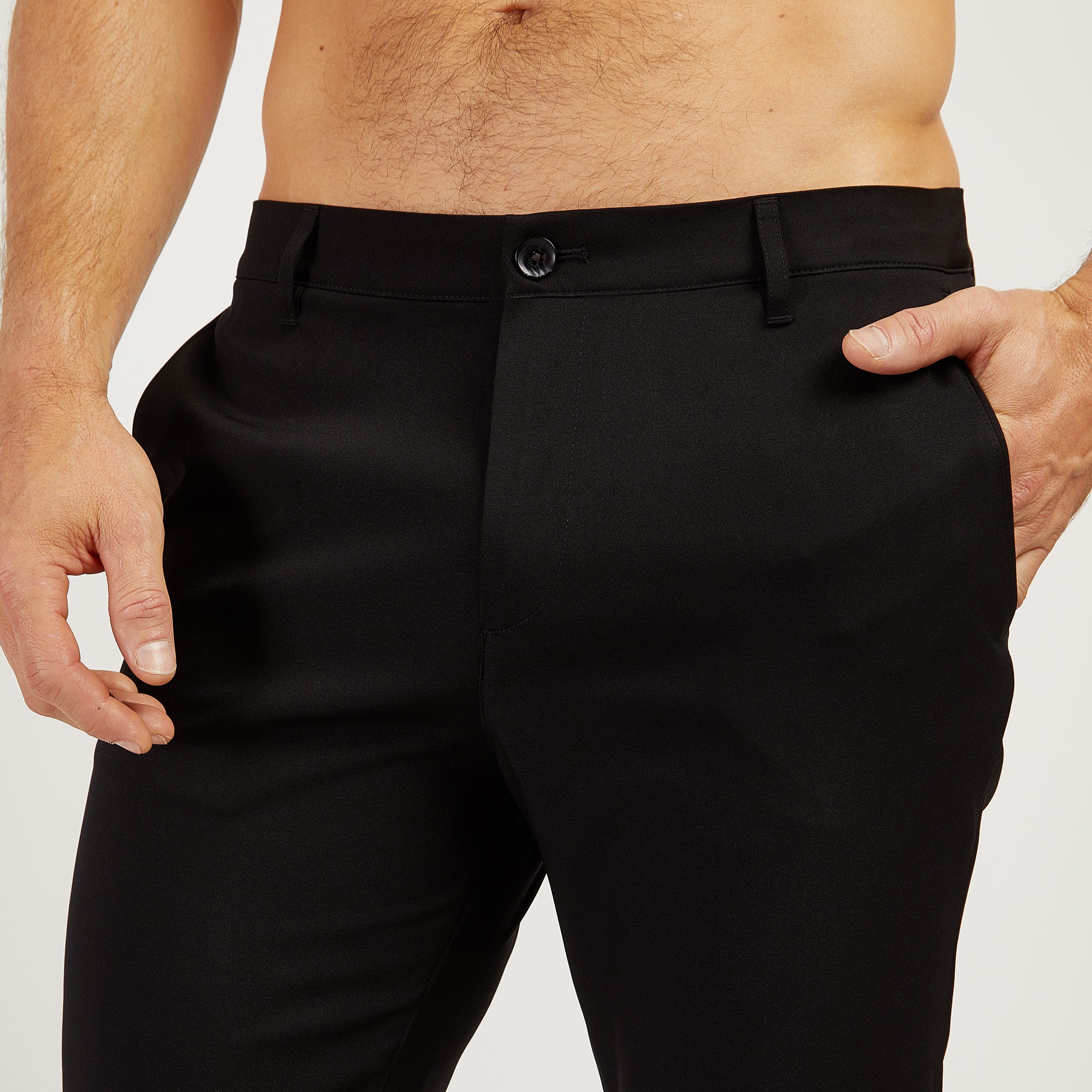 Men wearing Black Slim Tech Pants