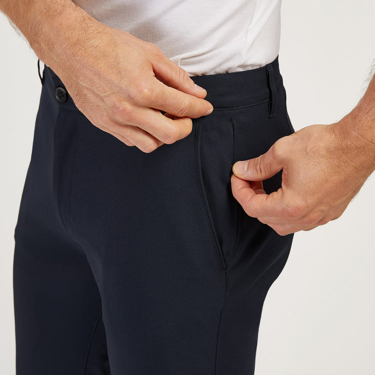 Men wearing Navy Slim Tech Pants