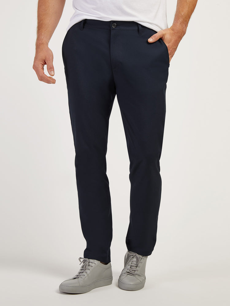 Men wearing Navy Slim Tech Pants
