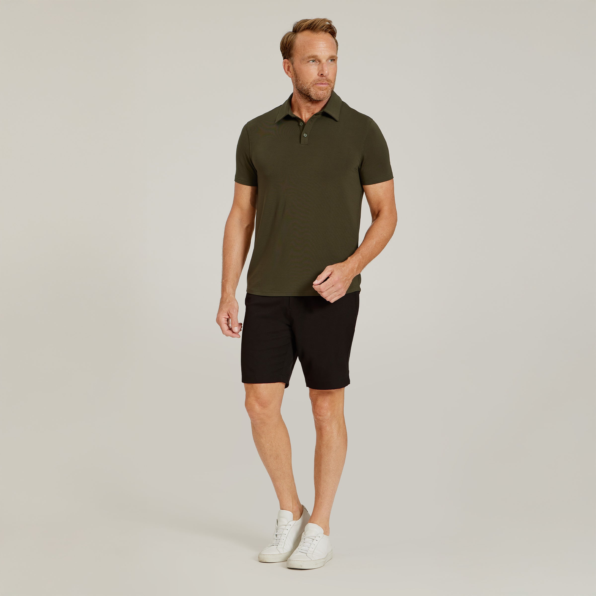 Men wearing Black Tech Shorts