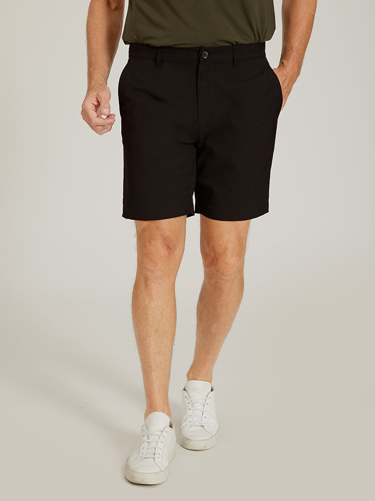 Men wearing Black Tech Shorts shorts