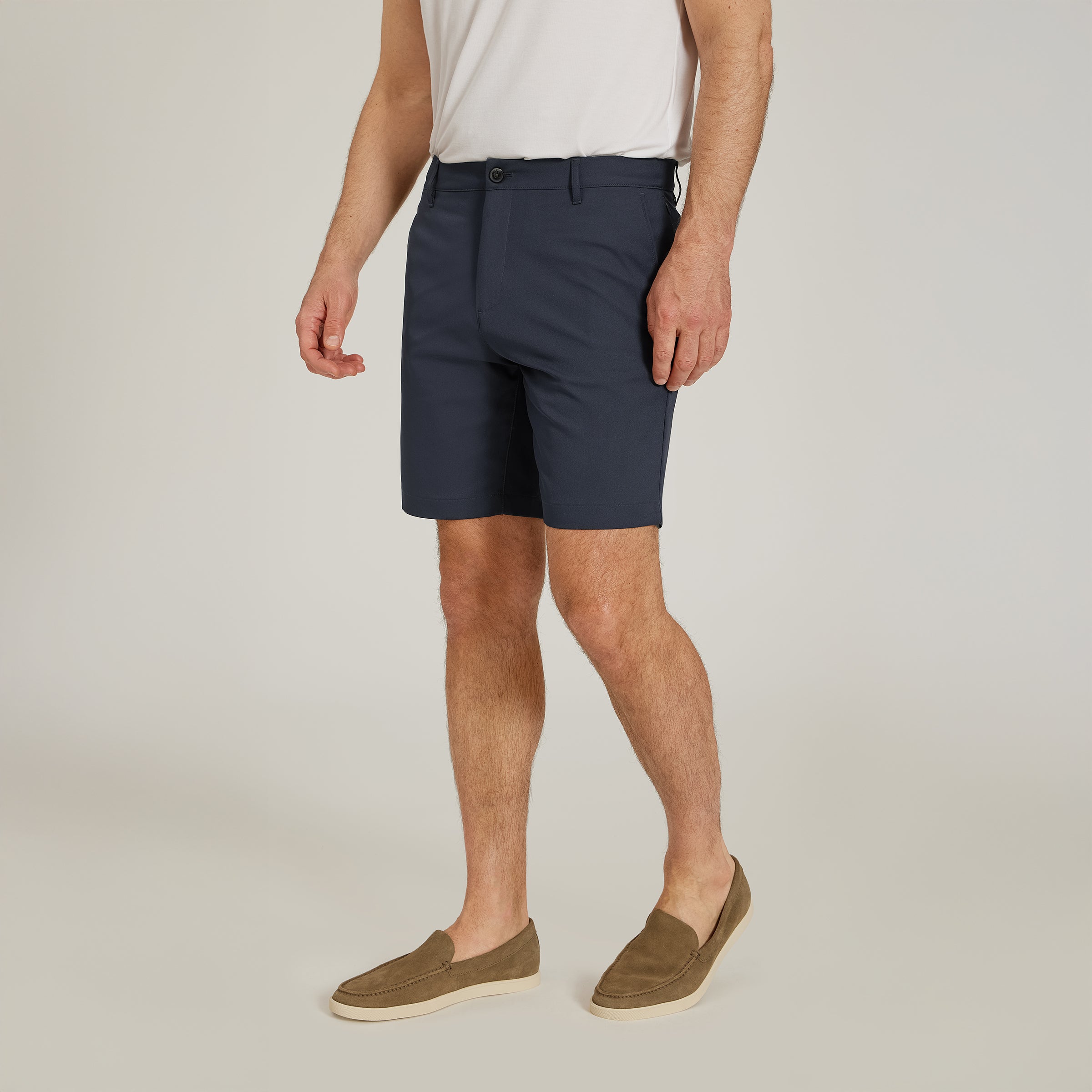 Men wearing Navy Tech Shorts
