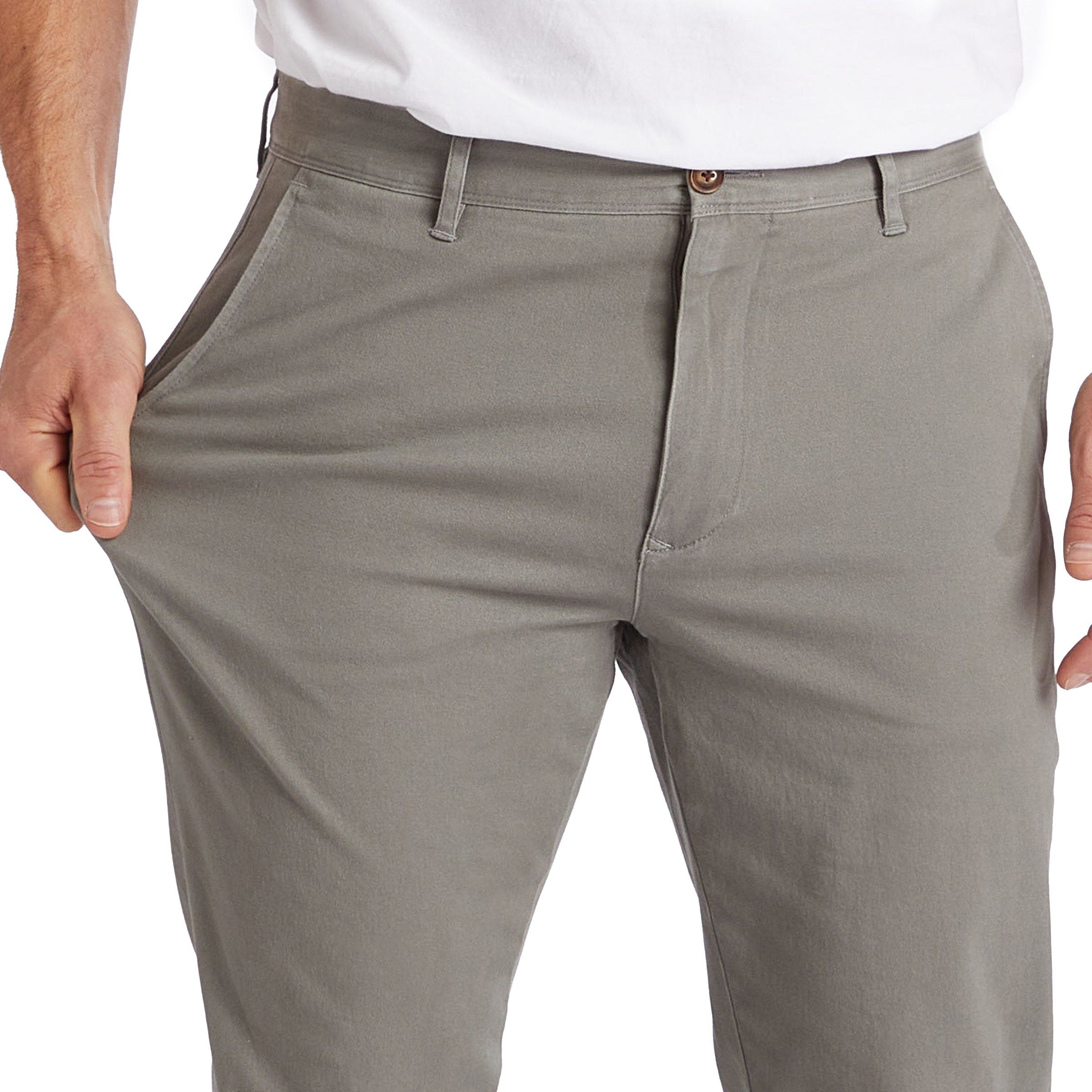 Men wearing Light Gray Everyday Comfort Slim Chino Pants