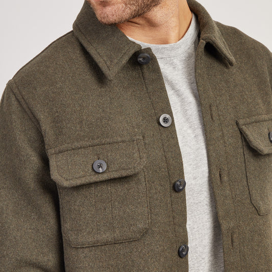 Oversized Wool Shirt Jacket Dark Olive Wool jackets