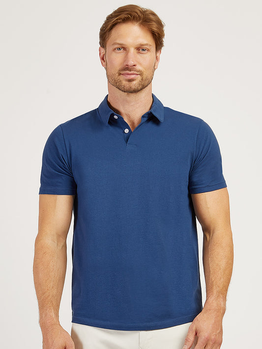 Jersey Sueded Polo Baltic Blue polo tees