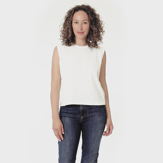Women wearing Blanc Relaxed Slub Tank