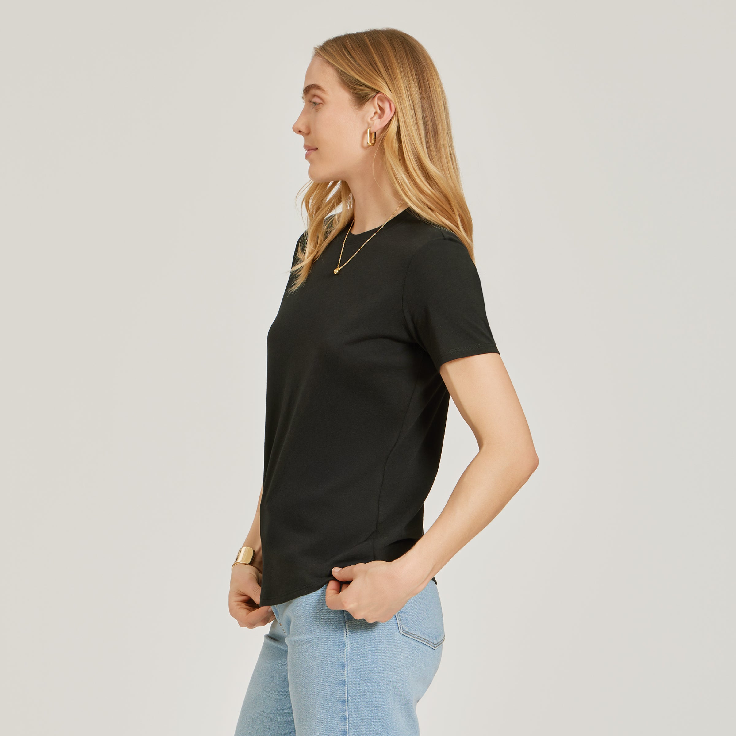 Women wearing Negro Relaxed Crew Marcy Tee