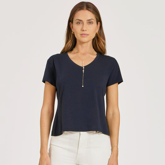 Everyday Cotton Relaxed V-Neck Tee Navy V-Neck tees