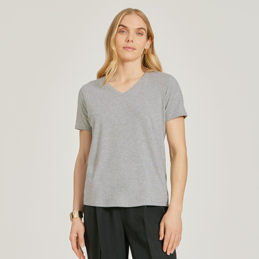 Relaxed V-Neck Marcy Tee Heather Gray V-Neck tees