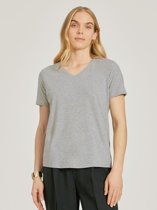 Relaxed V-Neck Marcy Tee Heather Gray V-Neck tees