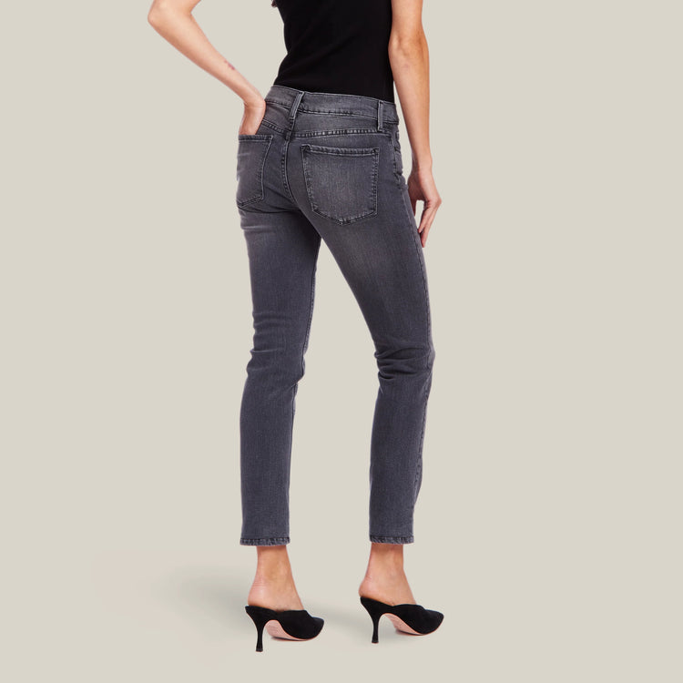 Women wearing Gray Allen Mid Rise Slim Straight Jeans