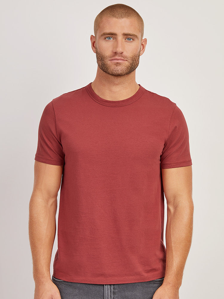  wearing Baltic Blue Classic Crew Driggs Tee - Pre Order