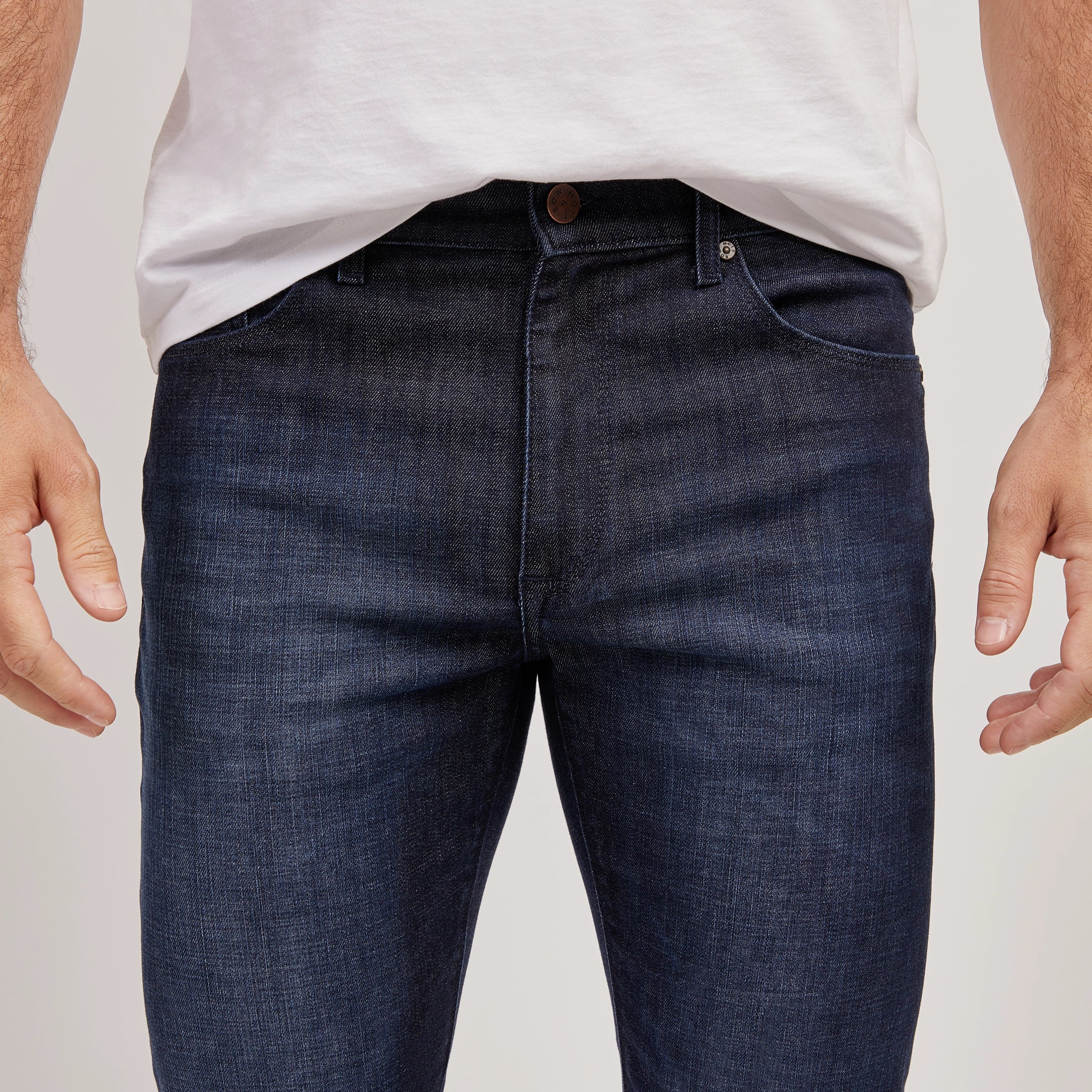 Men wearing Medium/Dark Blue Slim Crosby Jeans