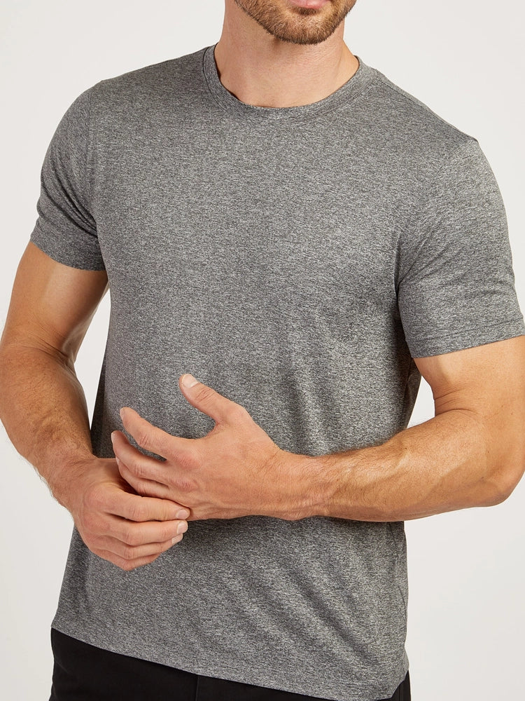 Men wearing Heather Gray Tech Tee