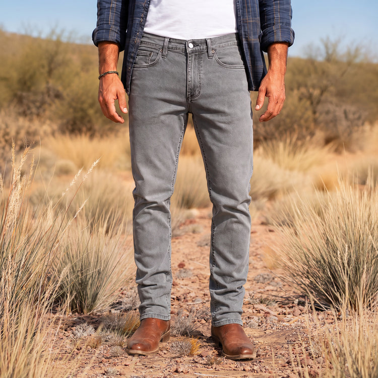 Men wearing Light Gray Straight Stone Jeans
