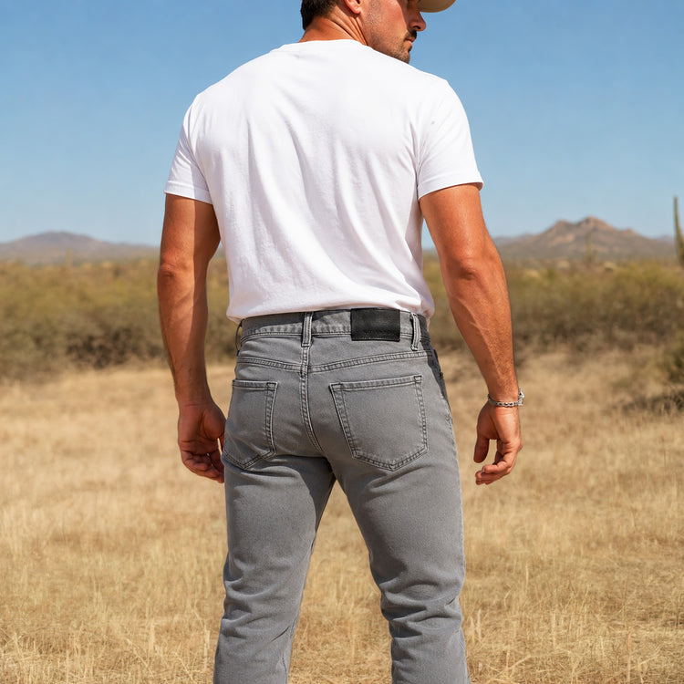 Men wearing Light Gray Straight Stone Jeans