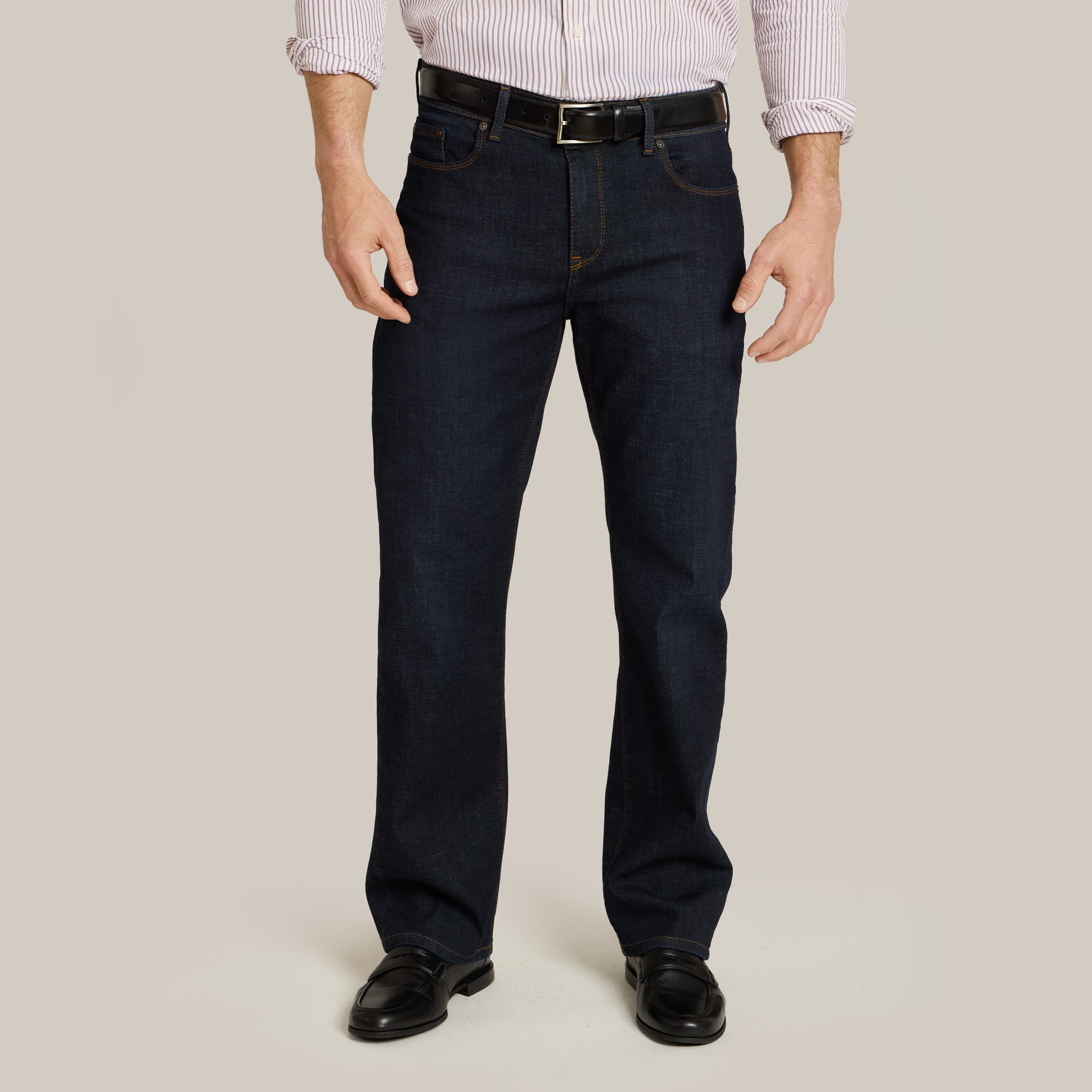 Men wearing Bleu Foncé Jean droit Crosby hommes