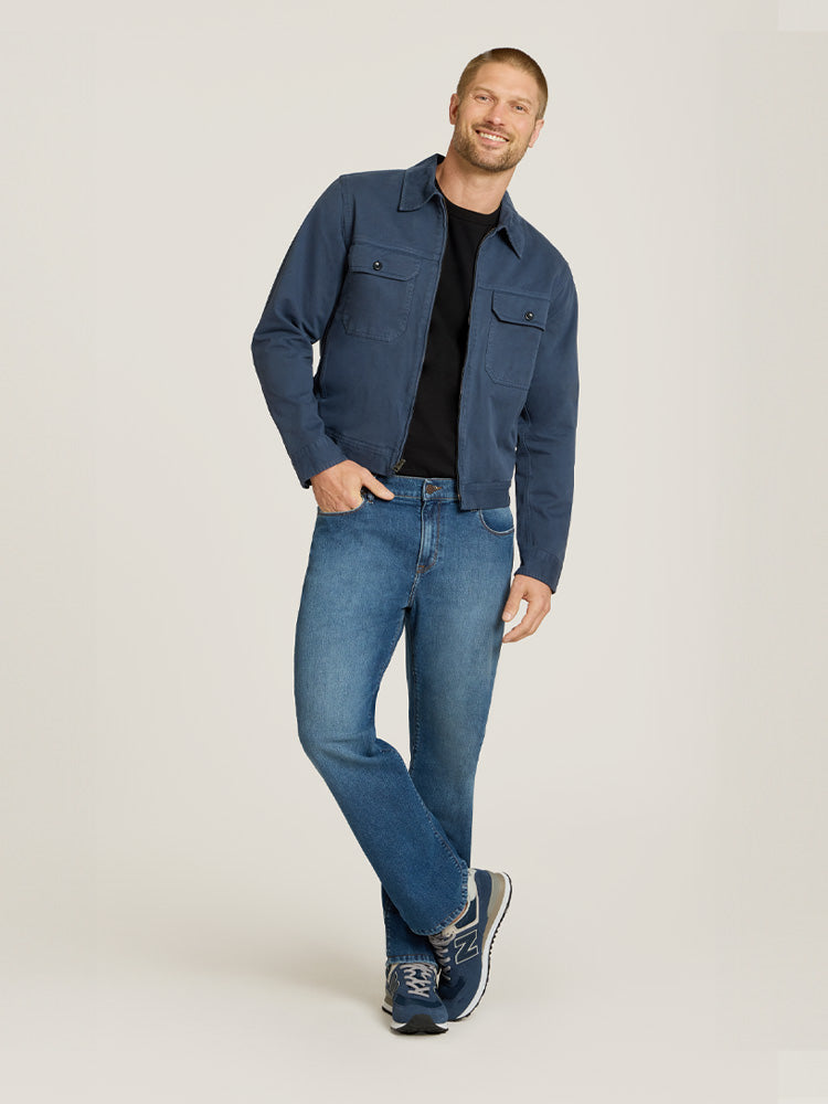 Men wearing Light/Medium Blue Straight Ridge Jeans