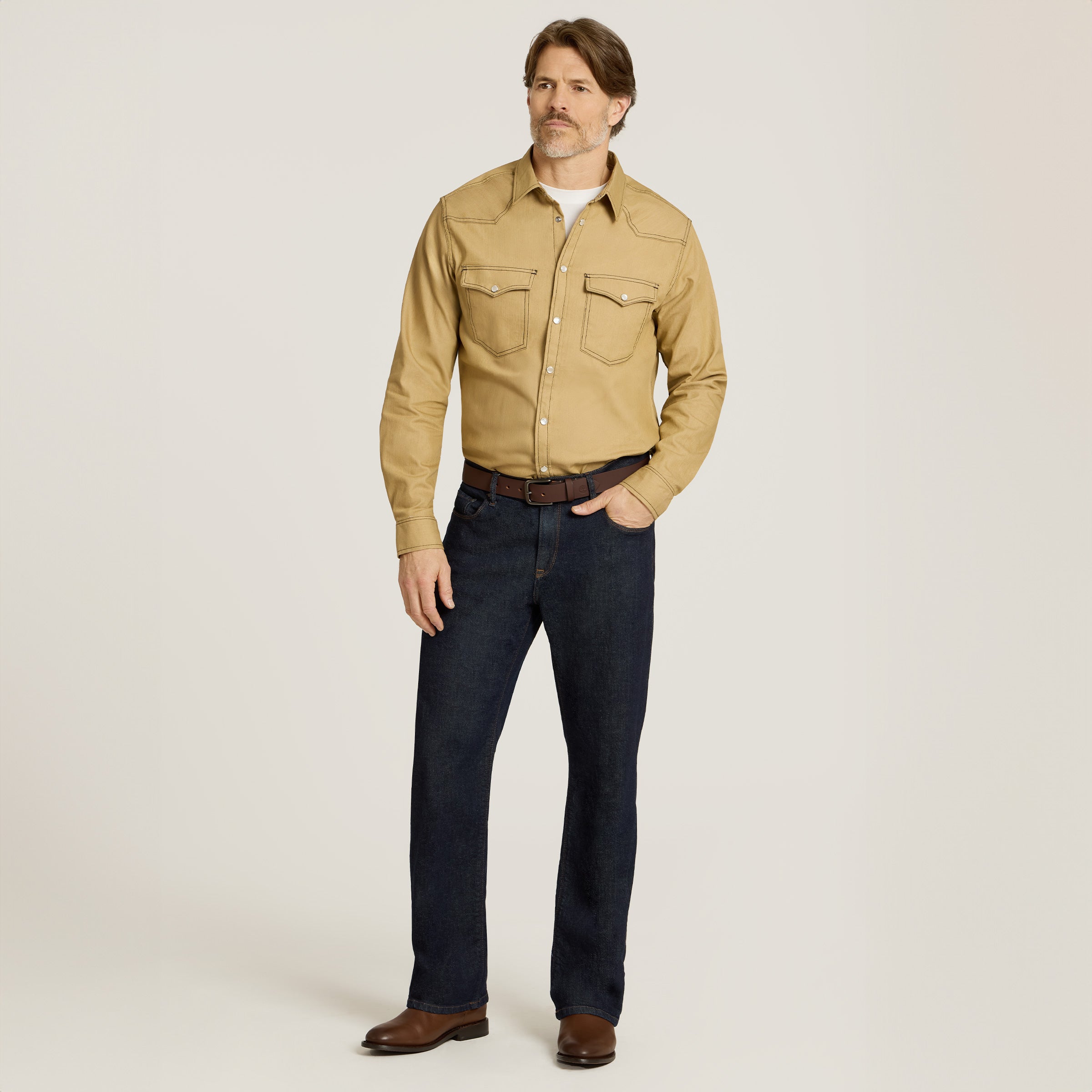 Men wearing Dark Blue Straight Ridge Jeans