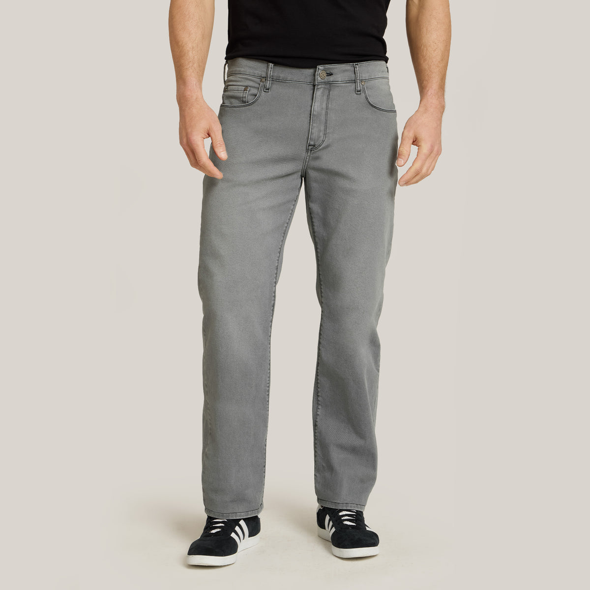 Men wearing Light Gray Straight Stone Jeans