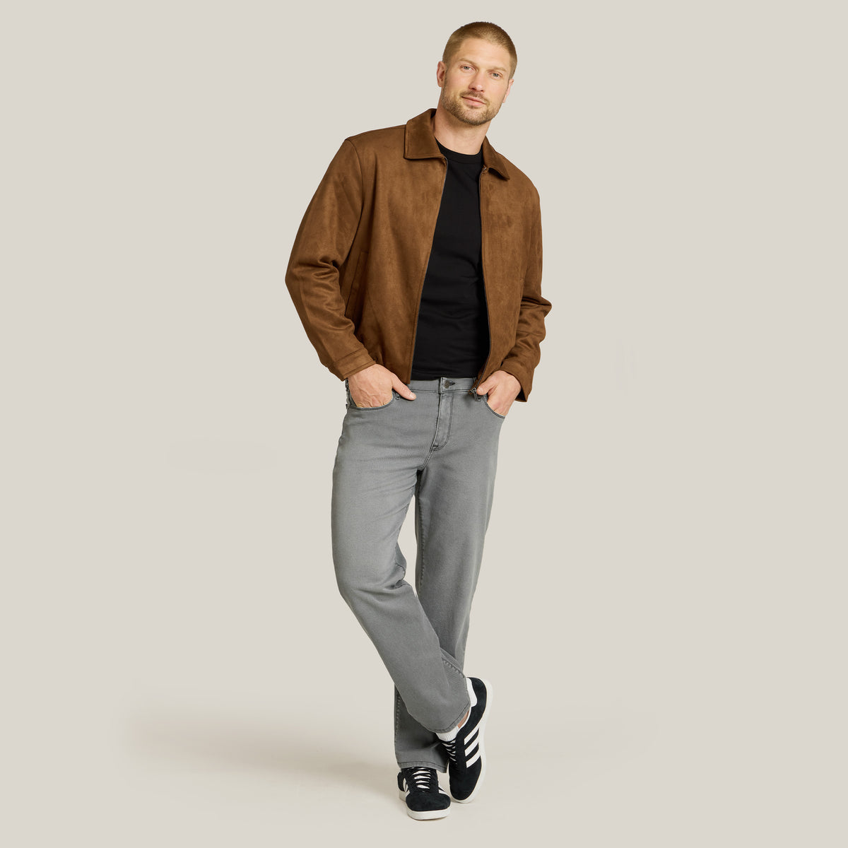 Men wearing Light Gray Straight Stone Jeans