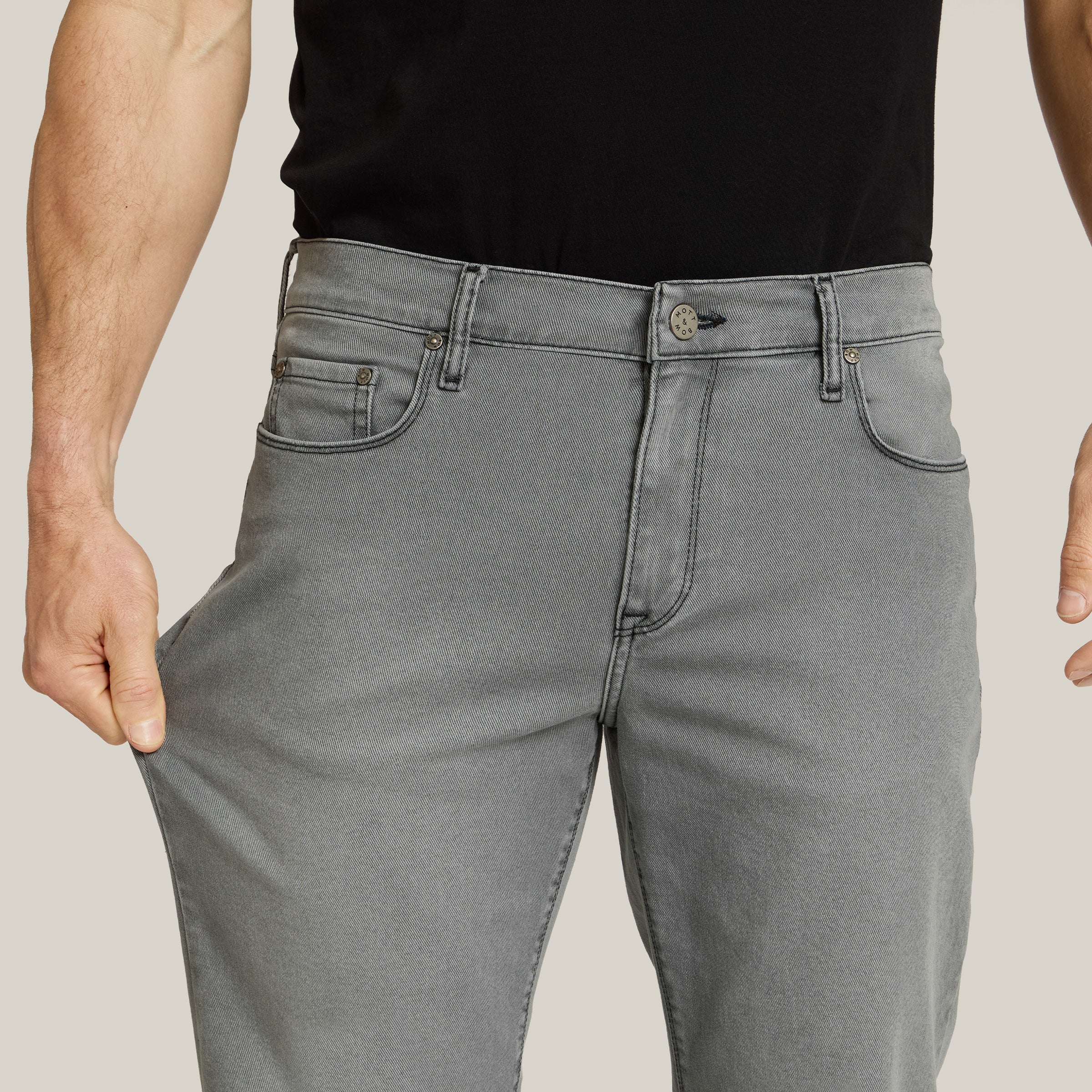 Men wearing Light Gray Straight Stone Jeans