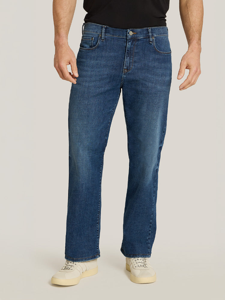 Men wearing Light/Medium Blue Straight Wooster Jeans