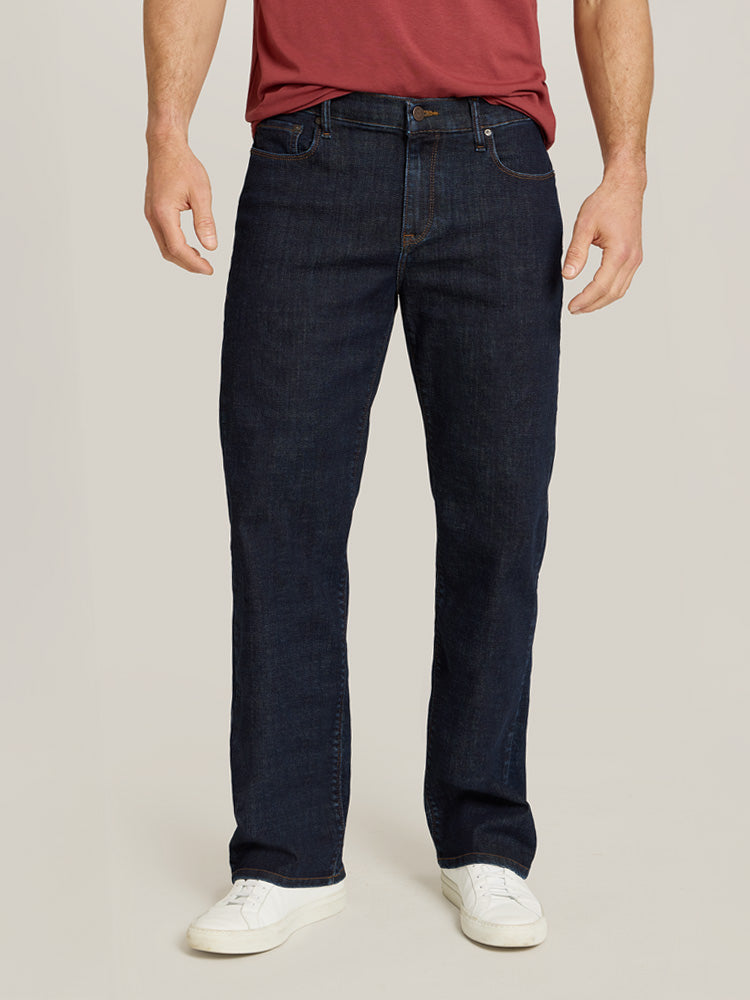 Men wearing Dark Blue Straight Wooster Jeans
