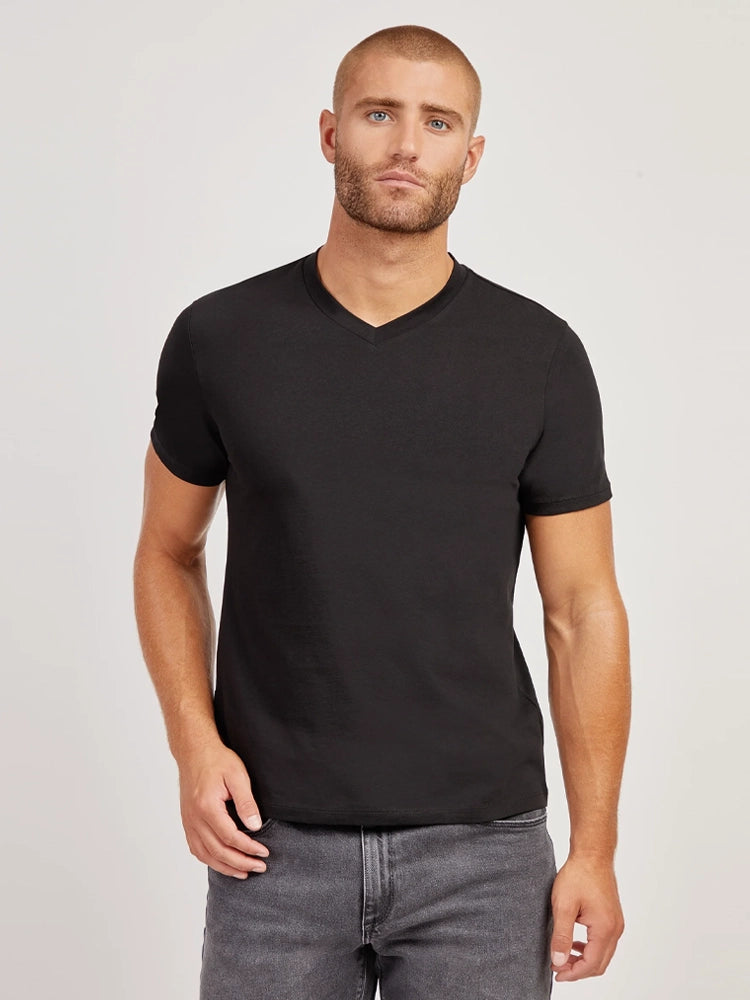  wearing Black Classic V-Neck Driggs Tee - Pre Order