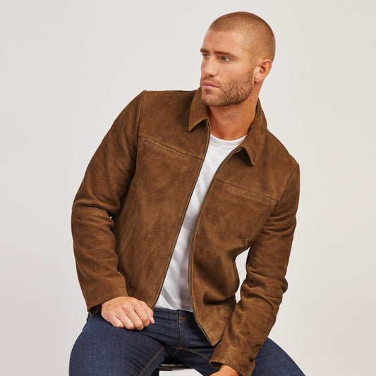 Suede Trucker Jacket Tobacco Suede jackets