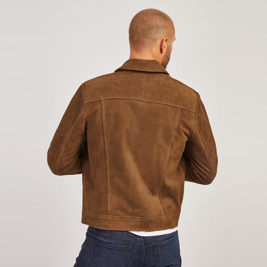 Suede Trucker Jacket Tobacco Suede jackets