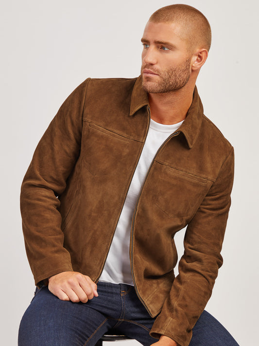 Suede Trucker Jacket Tobacco Suede jackets
