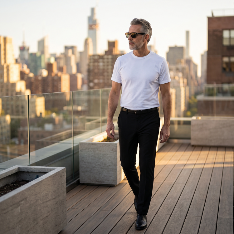 Men wearing White Classic Crew Driggs Tee