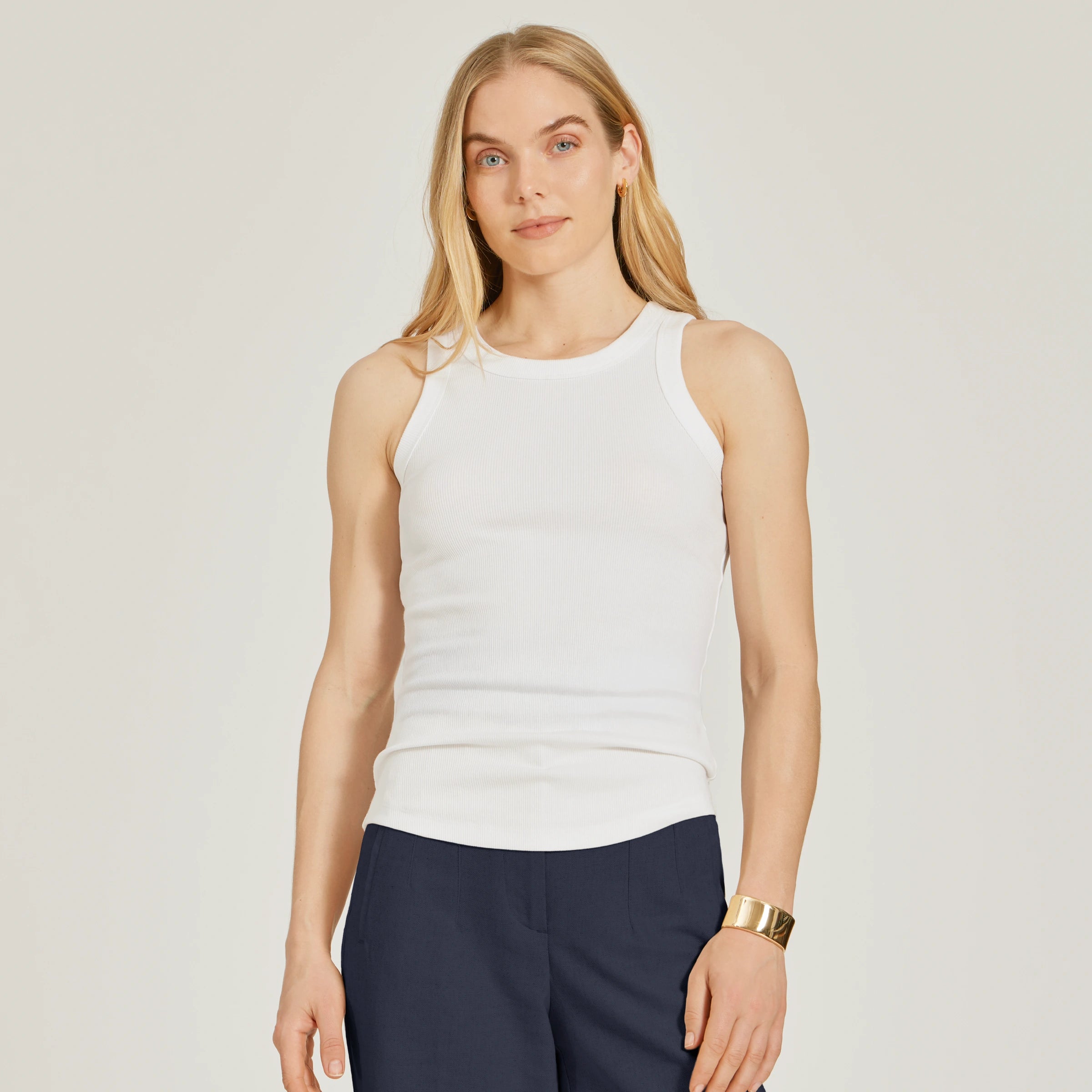 Women wearing Blanco Rib Tank