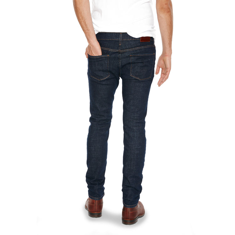 Men wearing Dark Blue Skinny Wooster Jeans
