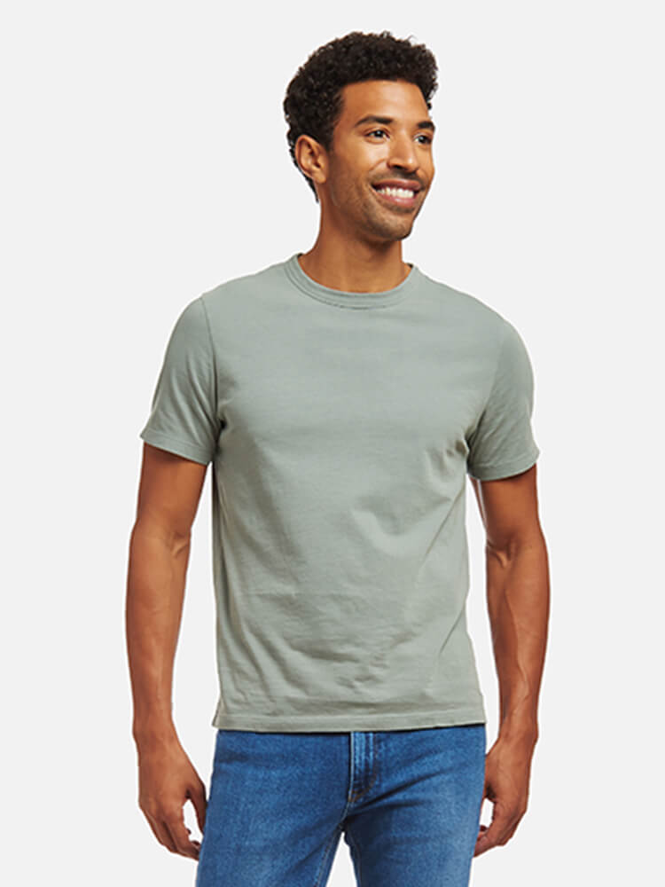  wearing Baltic Blue Classic Crew Driggs Tee - Pre Order