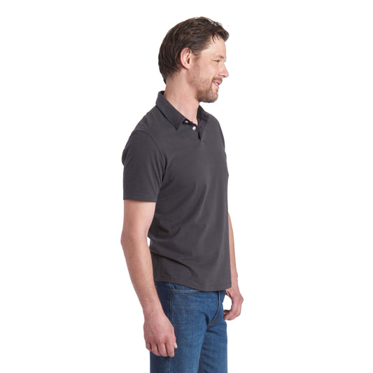 Jersey Sueded Polo Dark Gray polo tees