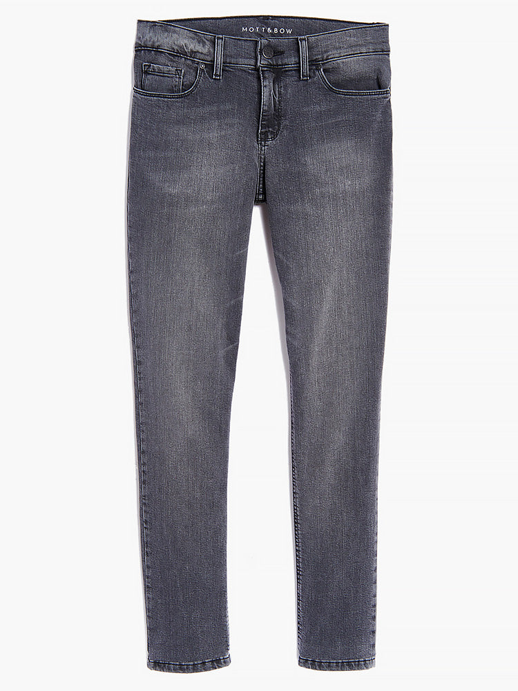 Women wearing Gray Mid Rise Slim Straight Allen Jeans