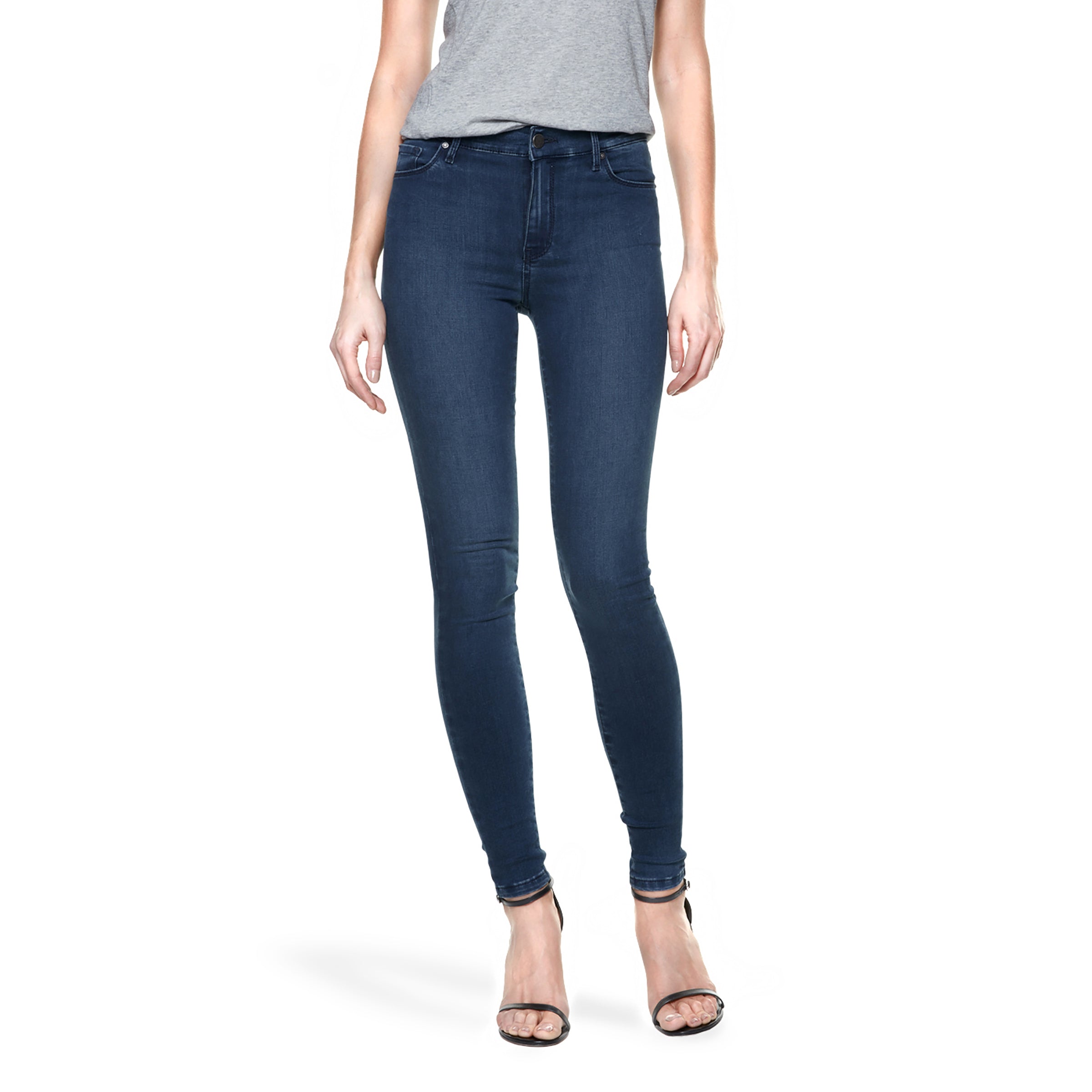 Women wearing Bleu Médium High Rise Skinny Ann Jeans