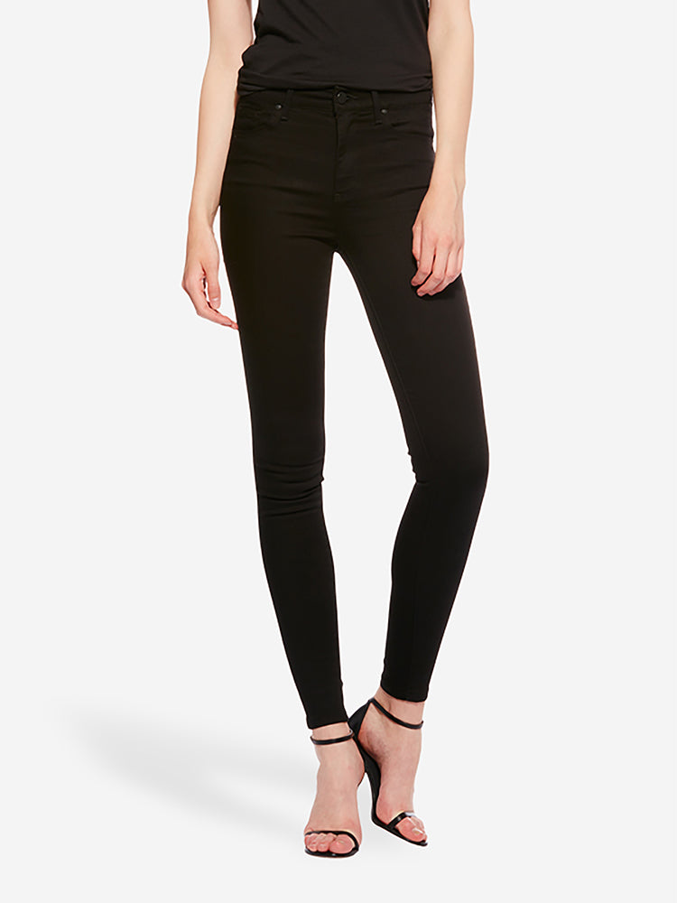 Women wearing Black High Rise Skinny Bond Jeans