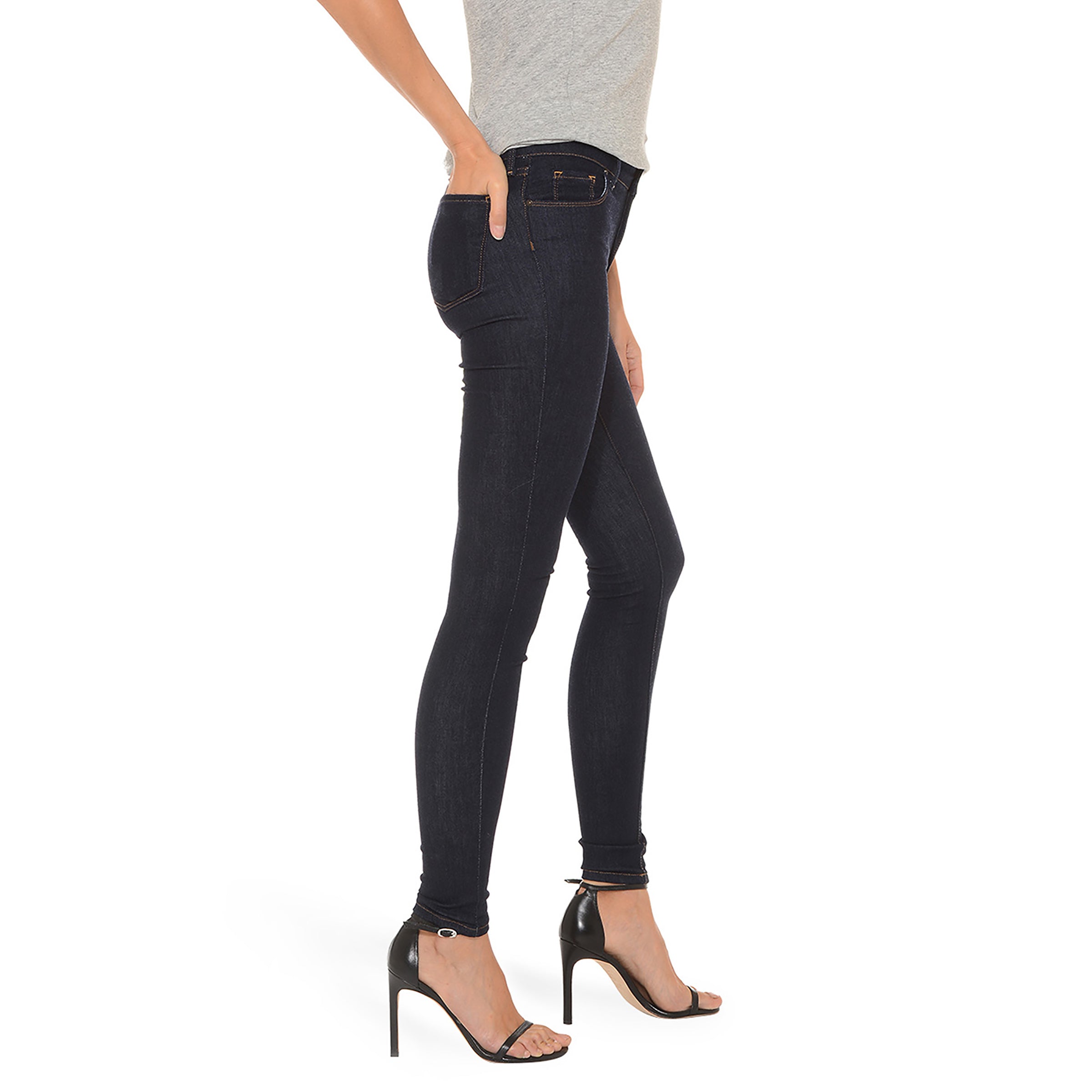 Women wearing Bleu Foncé Mat High Rise Skinny Grove Jeans