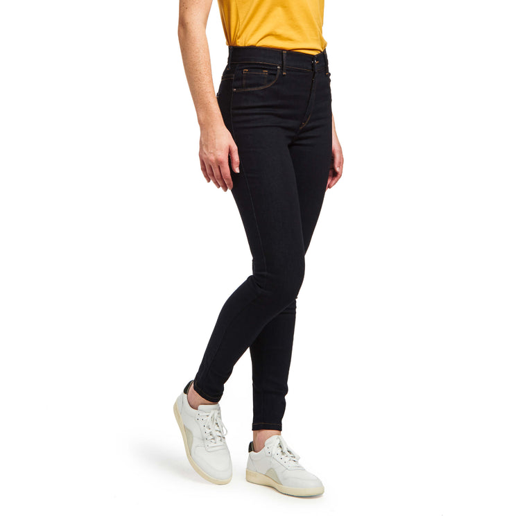 Women wearing Dark Blue High Rise Skinny Moore Jeans