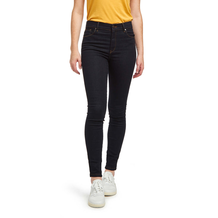 Women wearing Dark Blue High Rise Skinny Moore Jeans