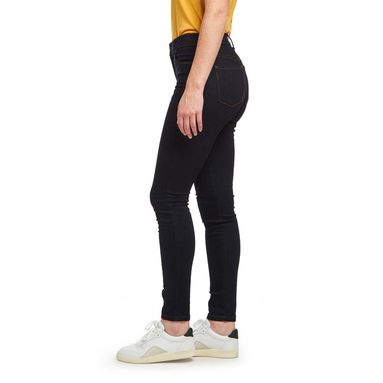 Women wearing Dark Blue High Rise Skinny Moore Jeans