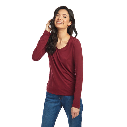 Long Sleeve V-Neck Tee Marcy Crimson V-Neck tees