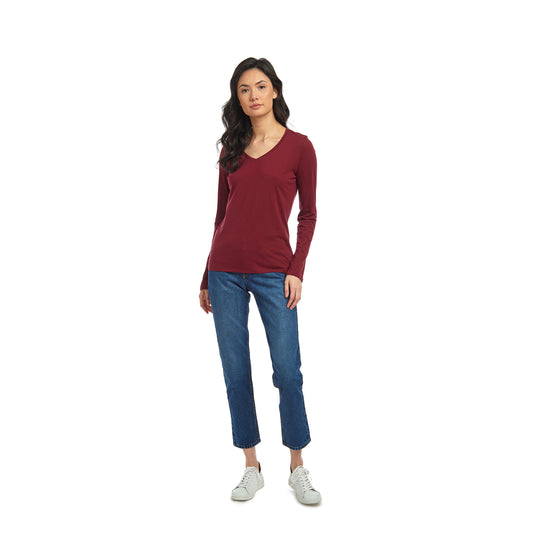 Long Sleeve V-Neck Tee Marcy Crimson V-Neck tees